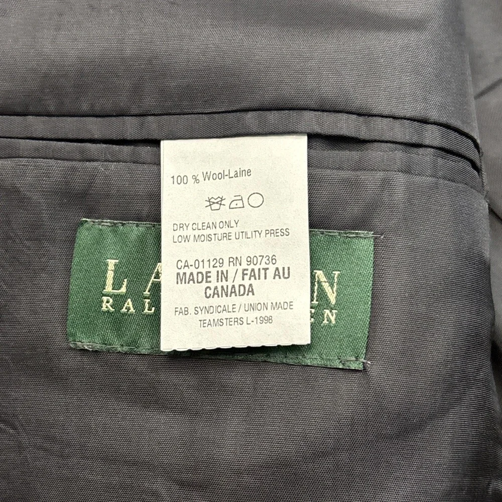 Ralph Lauren Mens Blazer Gray Pinstripe Wool 2 Button Suit Jacket Sport Coat 42R